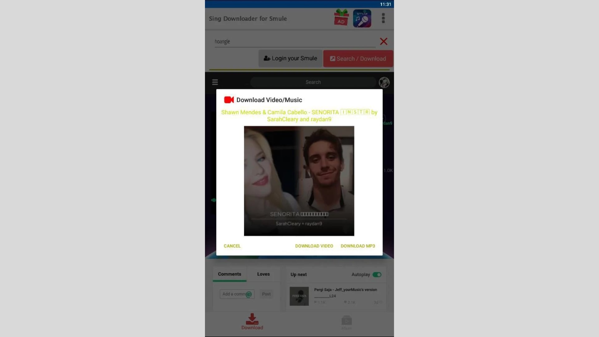 song downloader from smule interface