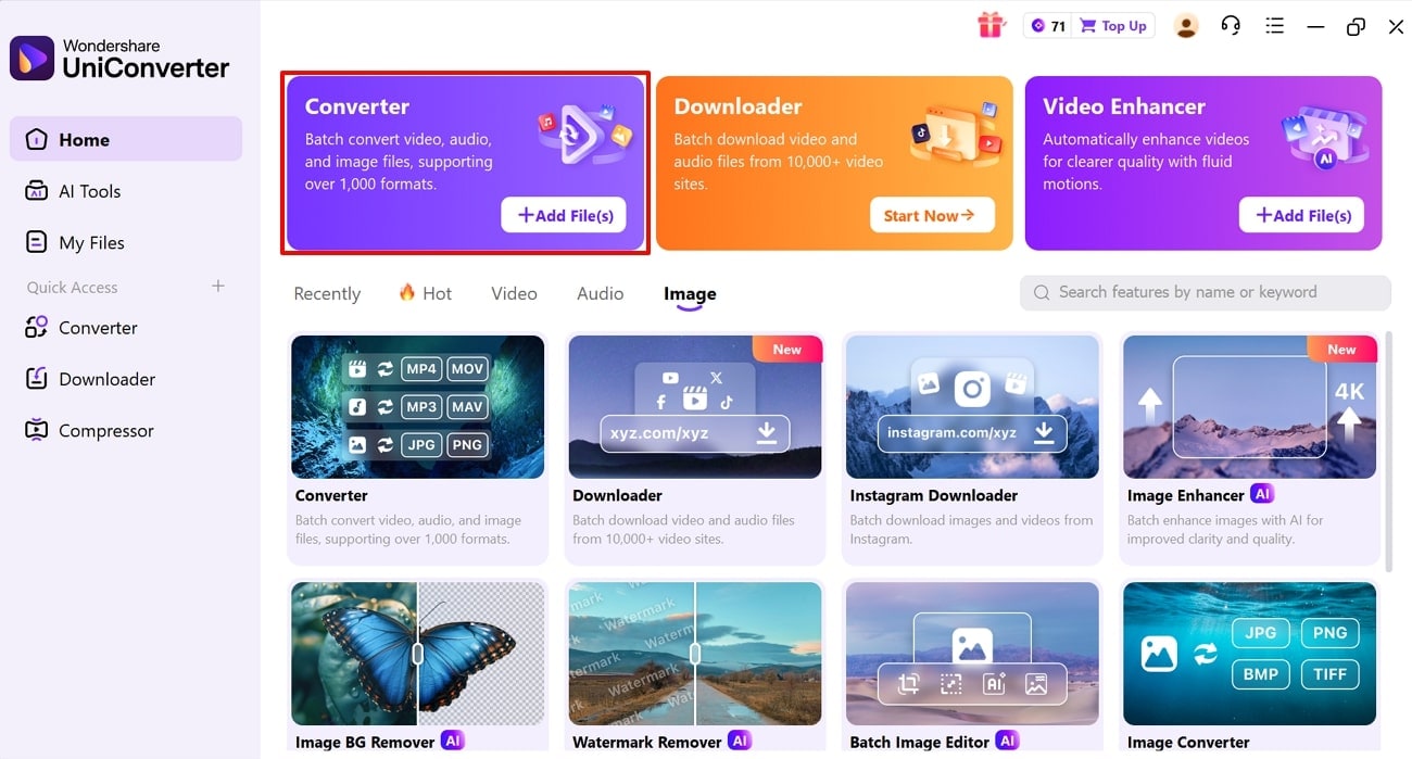 select convertor tool to add images