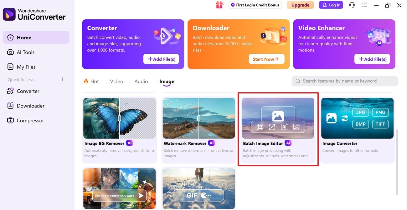 access the batch image editor