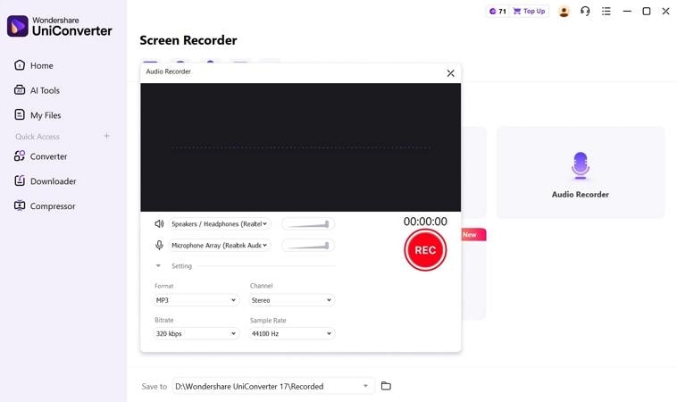 get uniconverter record audio video
