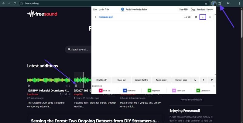 use audio downloader prime chrome extension