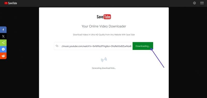 paste audio link savetube