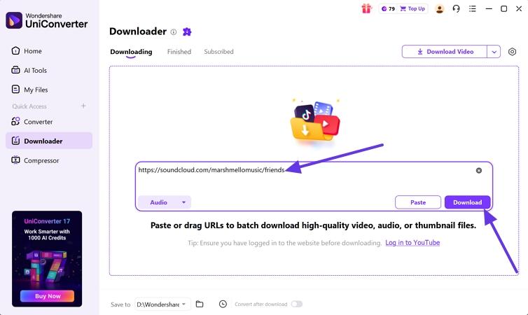 paste audio link download file