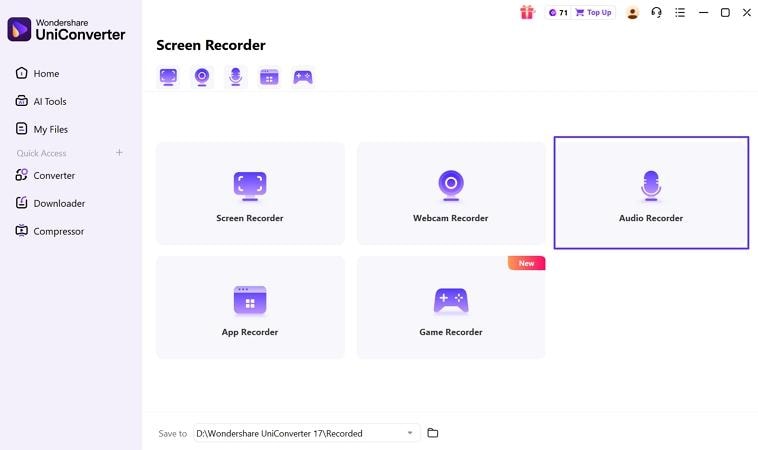 choose audio recorder uniconverter
