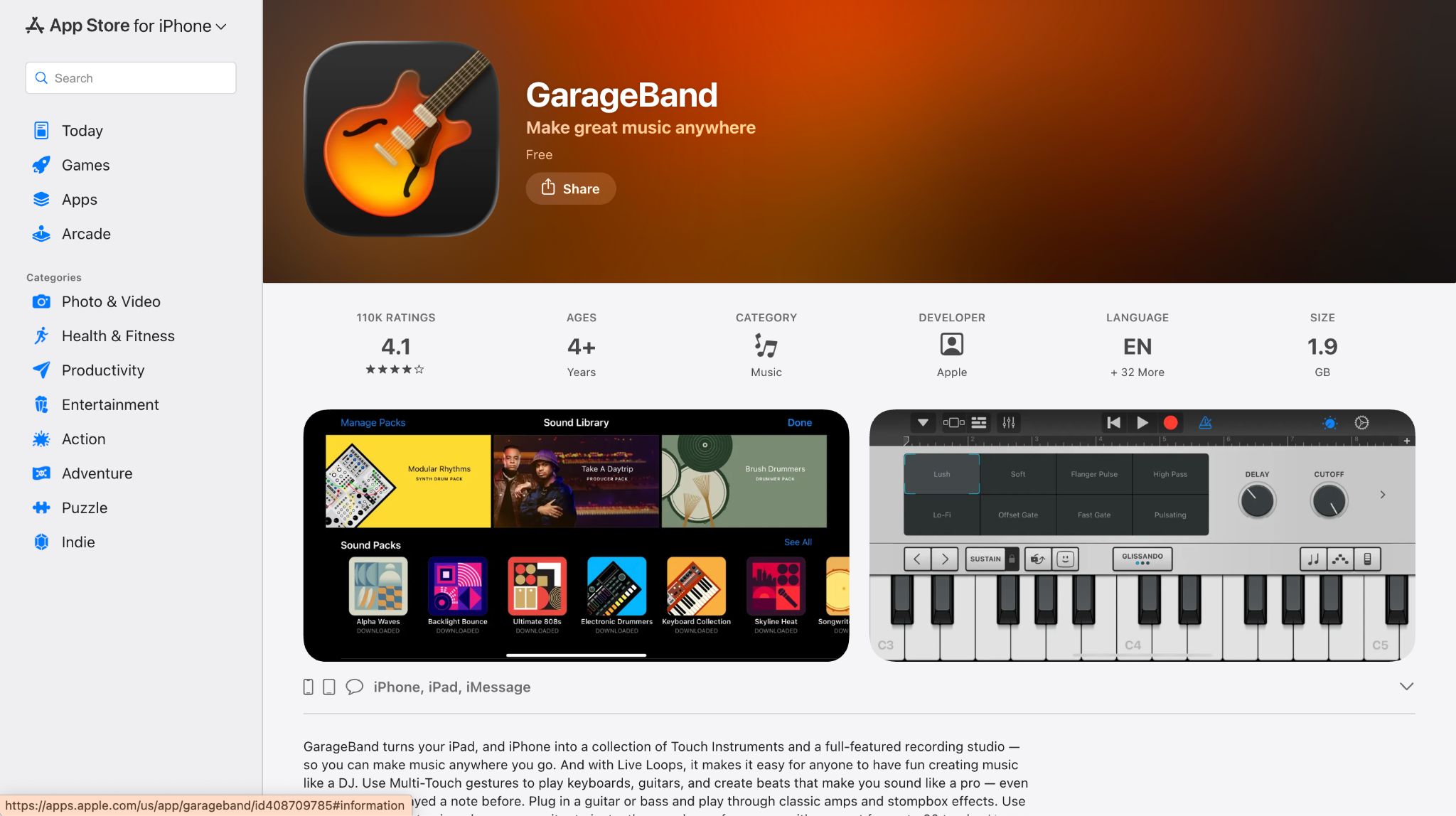 garageband homepage