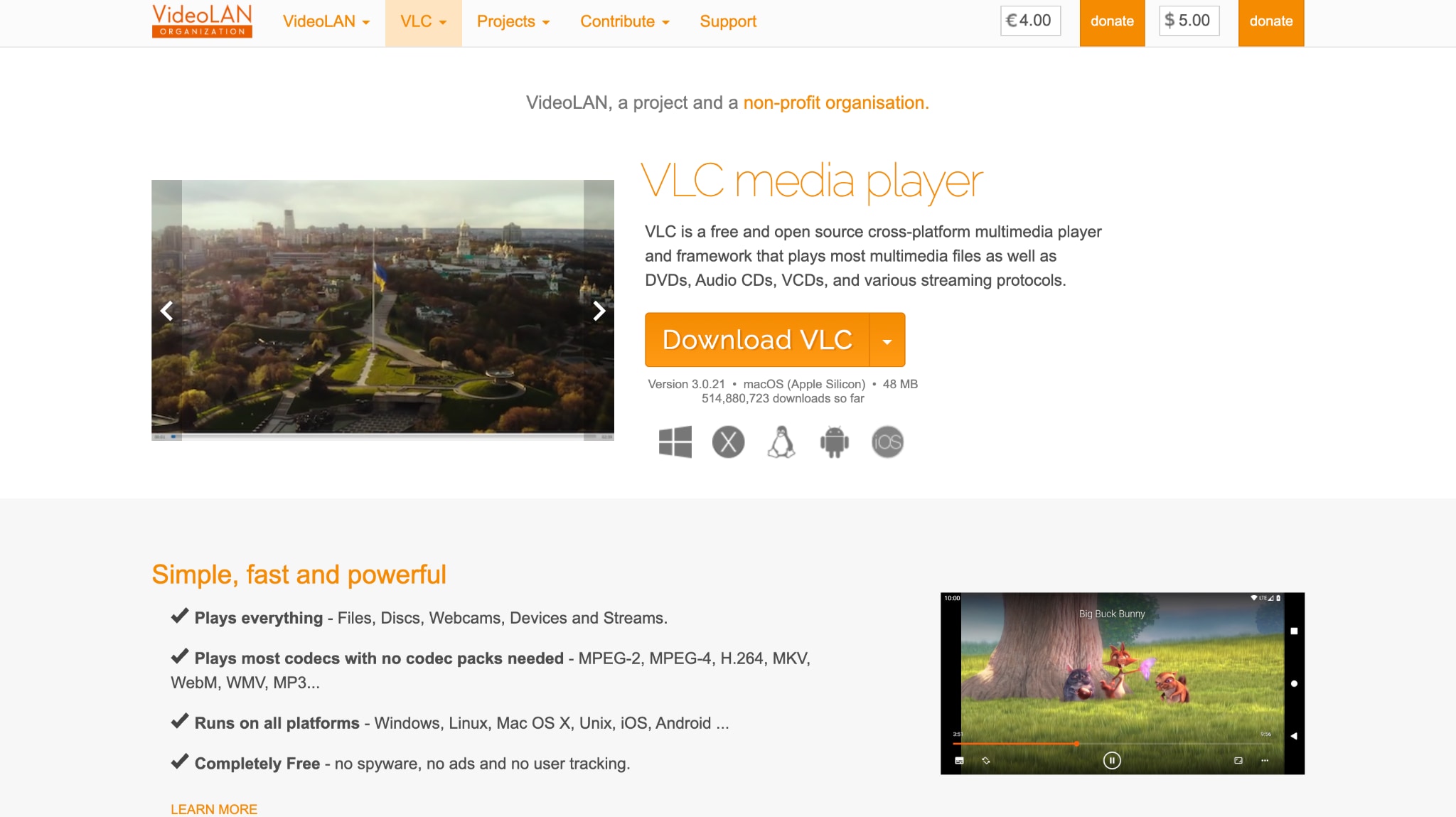 vlc media player homepage