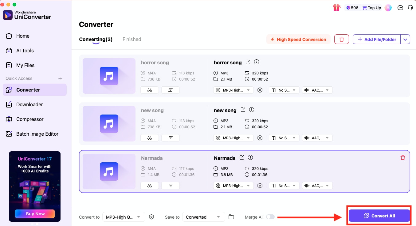 wondershare uniconverter windows convert all