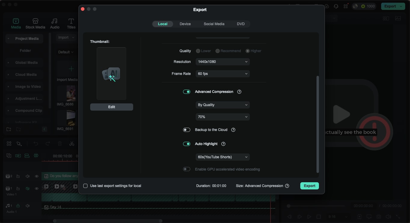 wondershare filmora create project