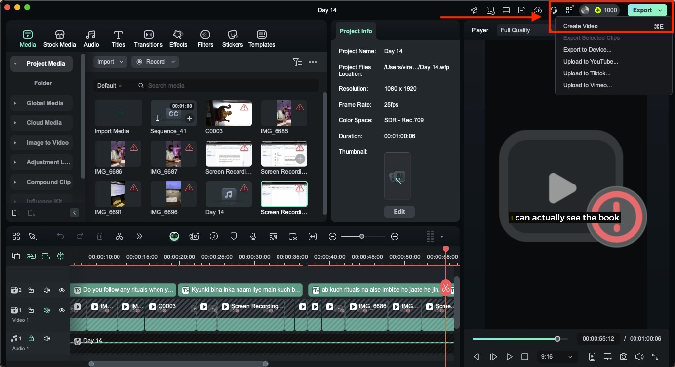 wondershare filmora export