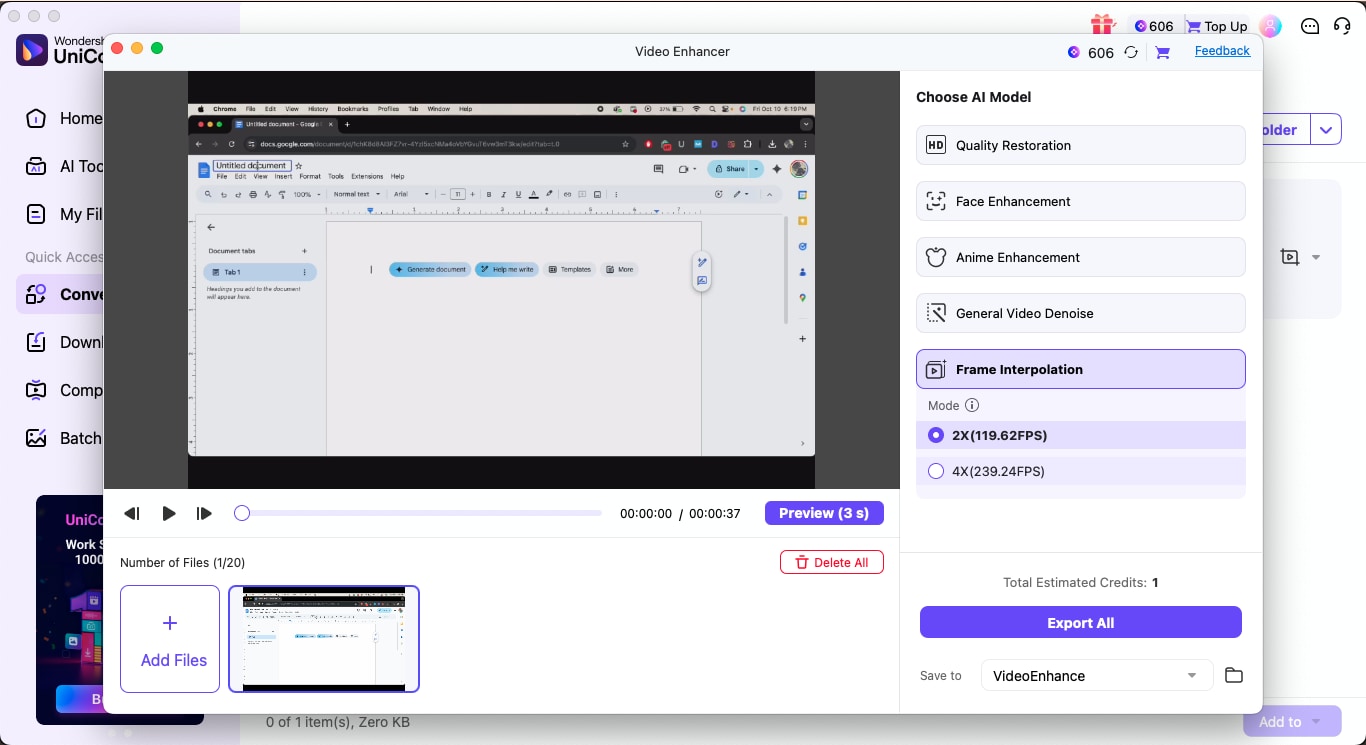 wondershare uniconverter choose ai model