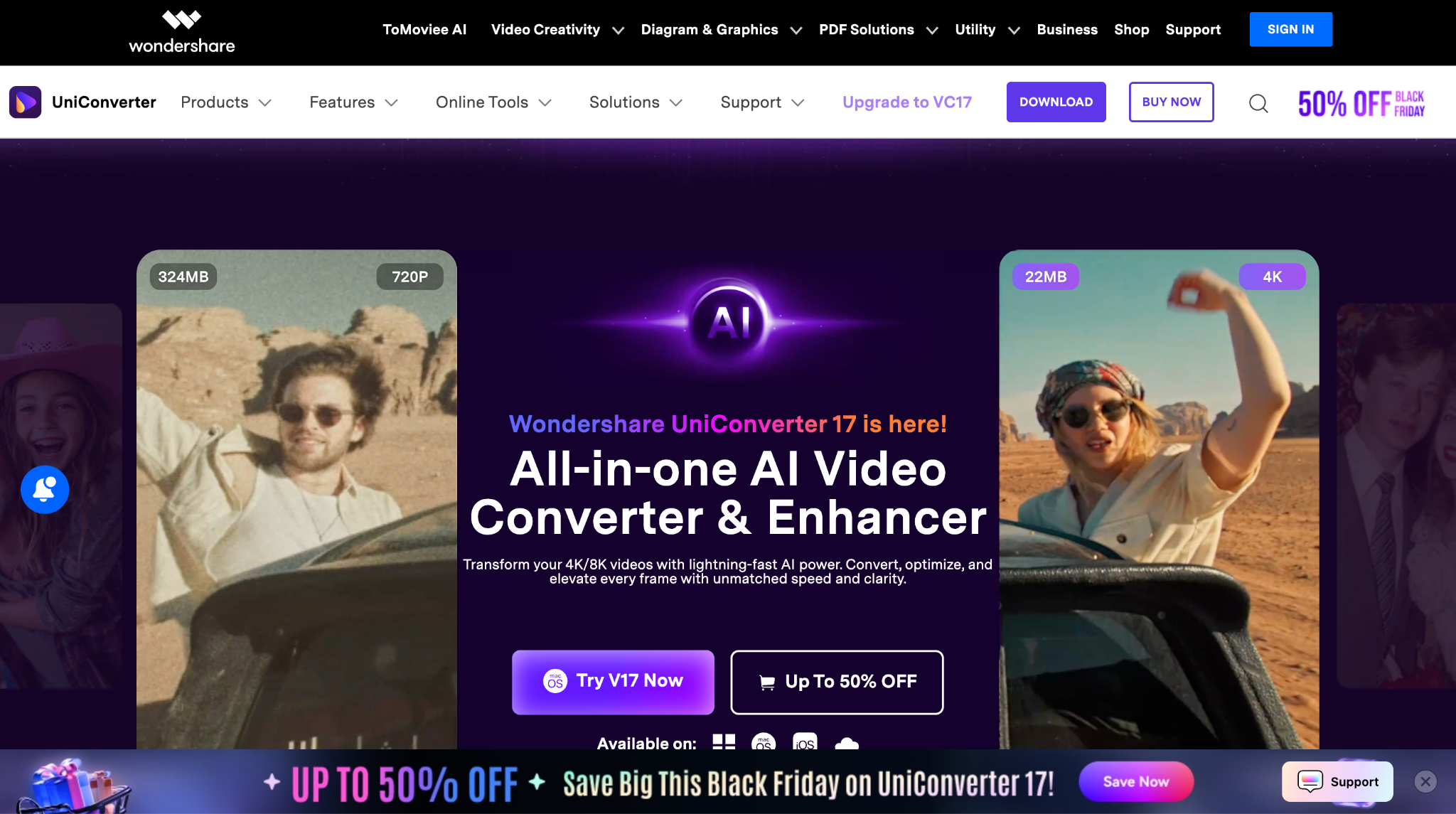 wondershare uniconverter homepage