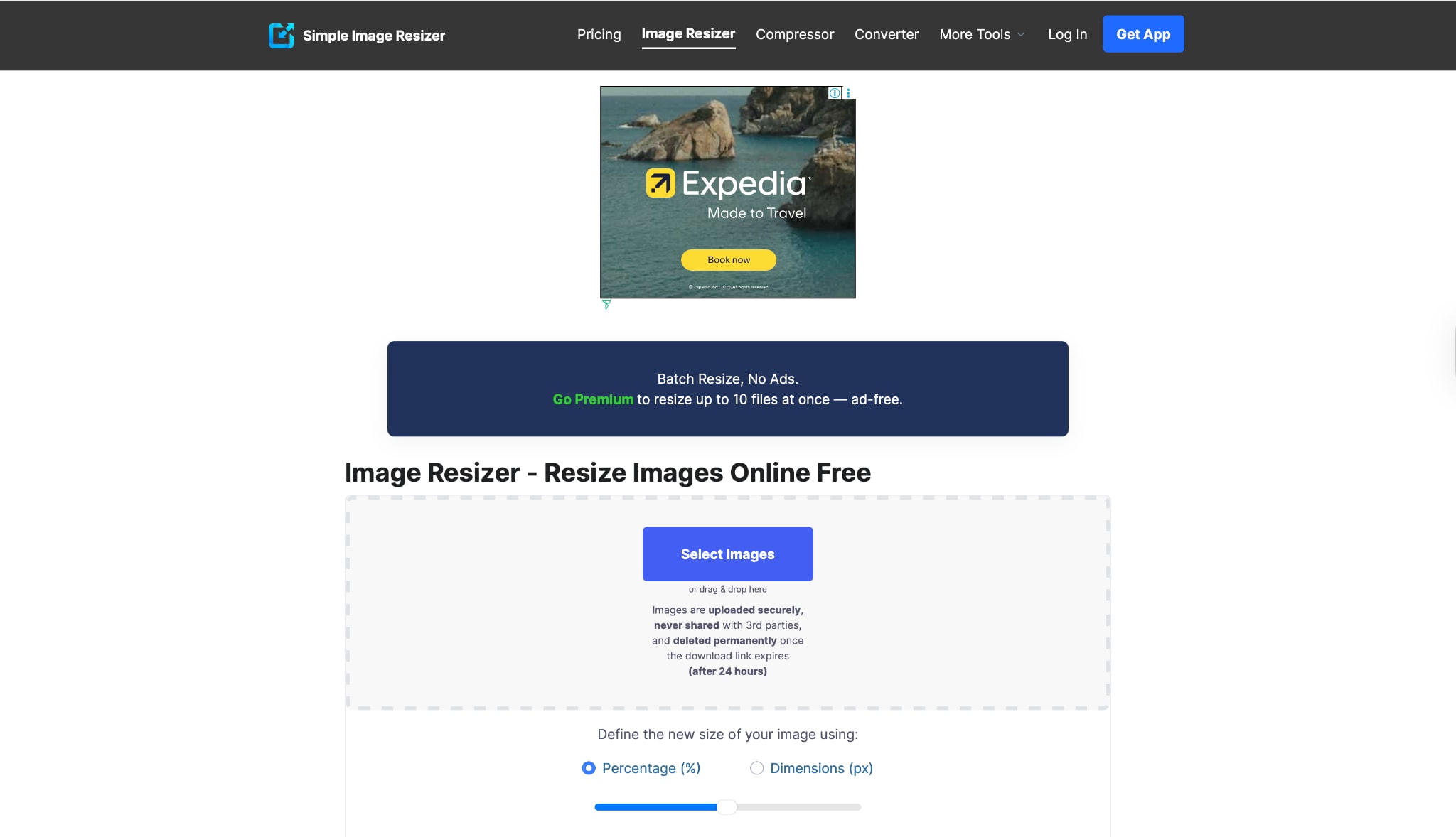 simple image resizer homepage