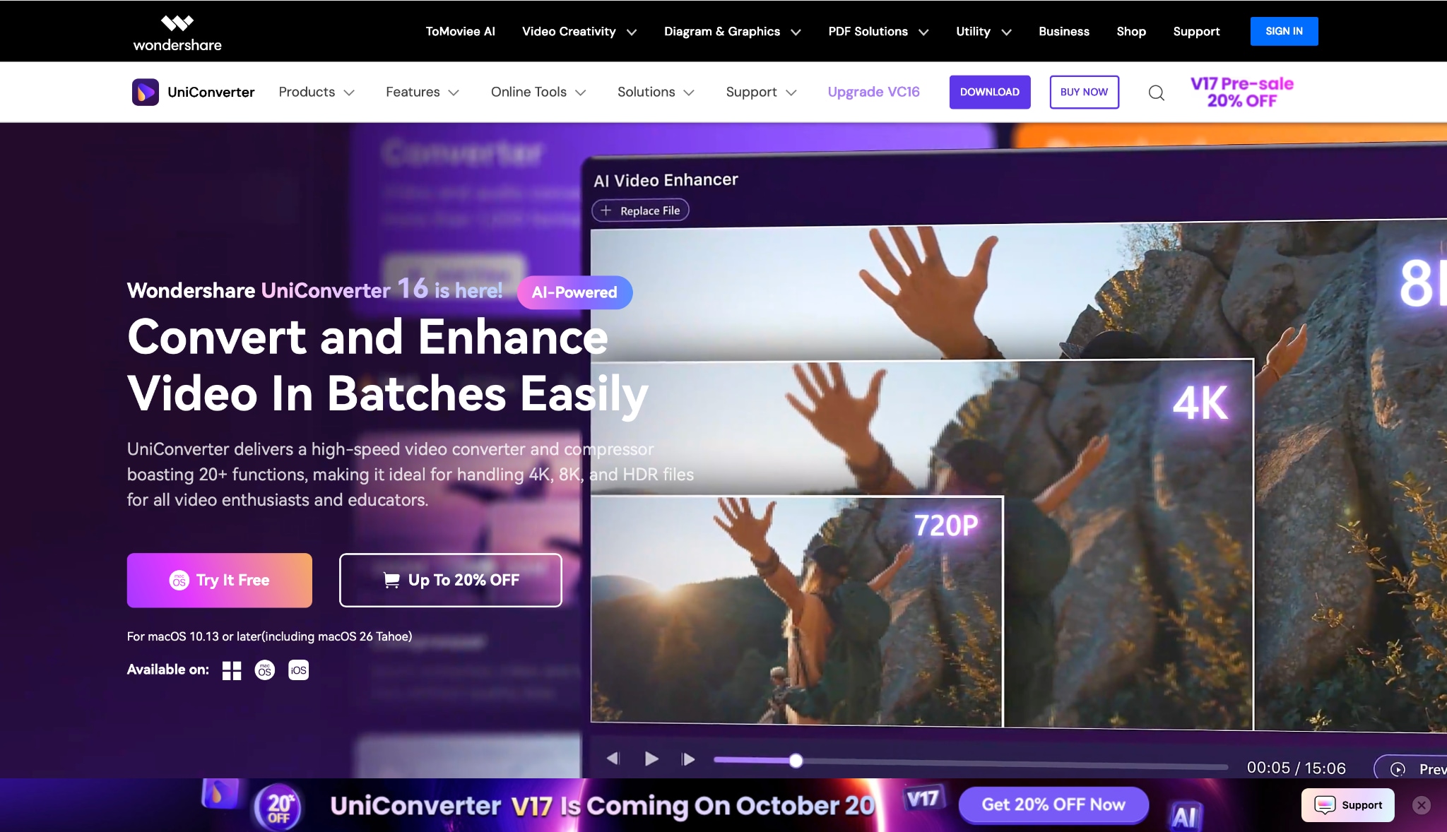 wondershare uniconverter homepage