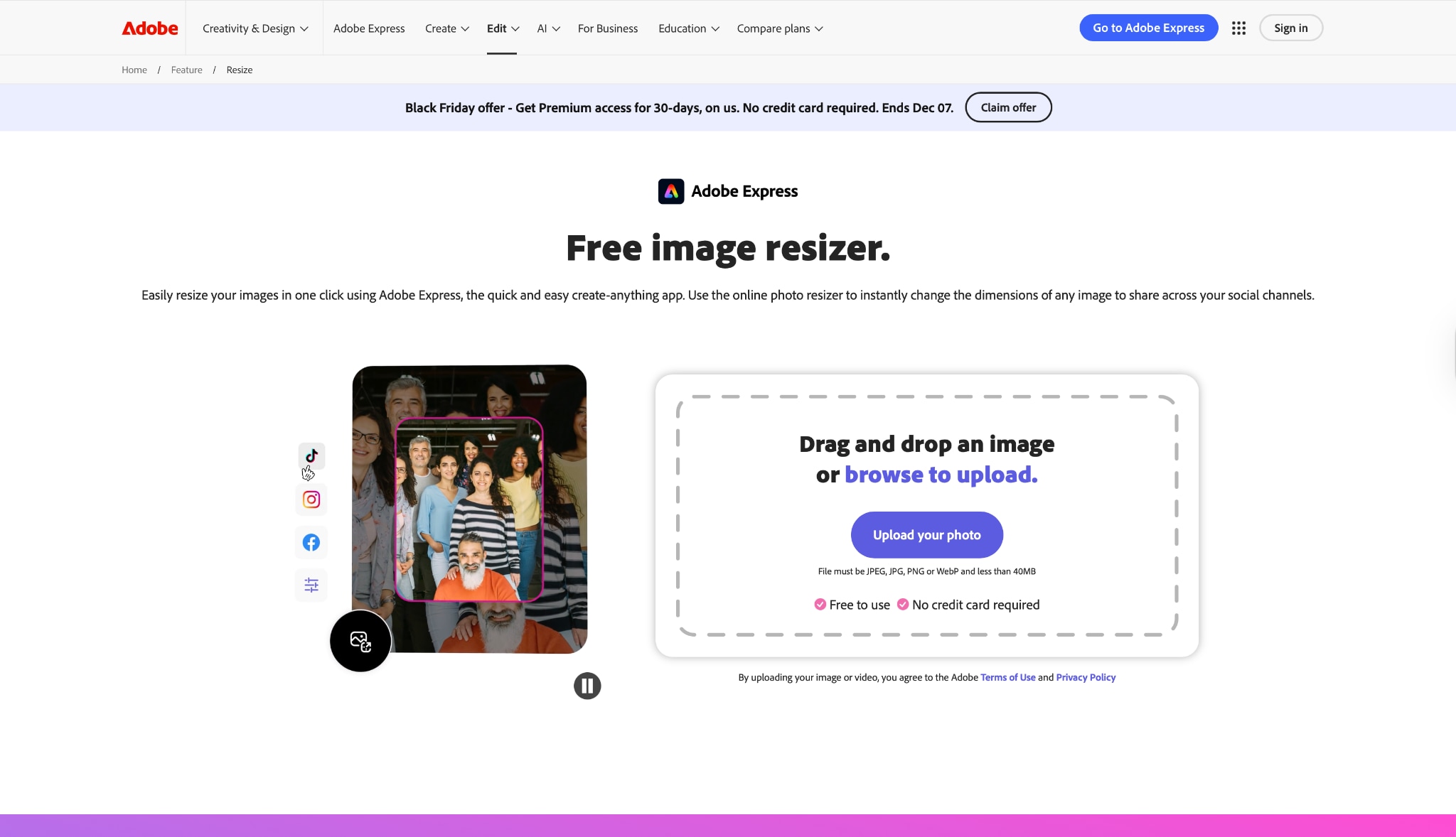 adobe express homepage