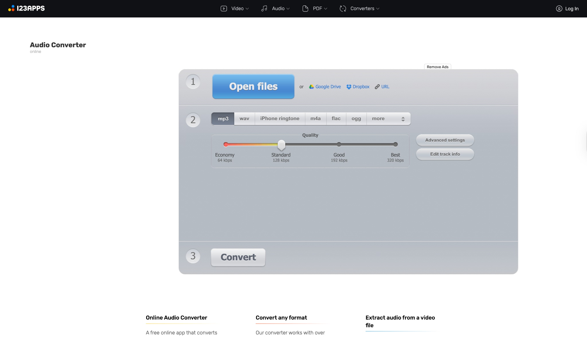 online audio converter interface