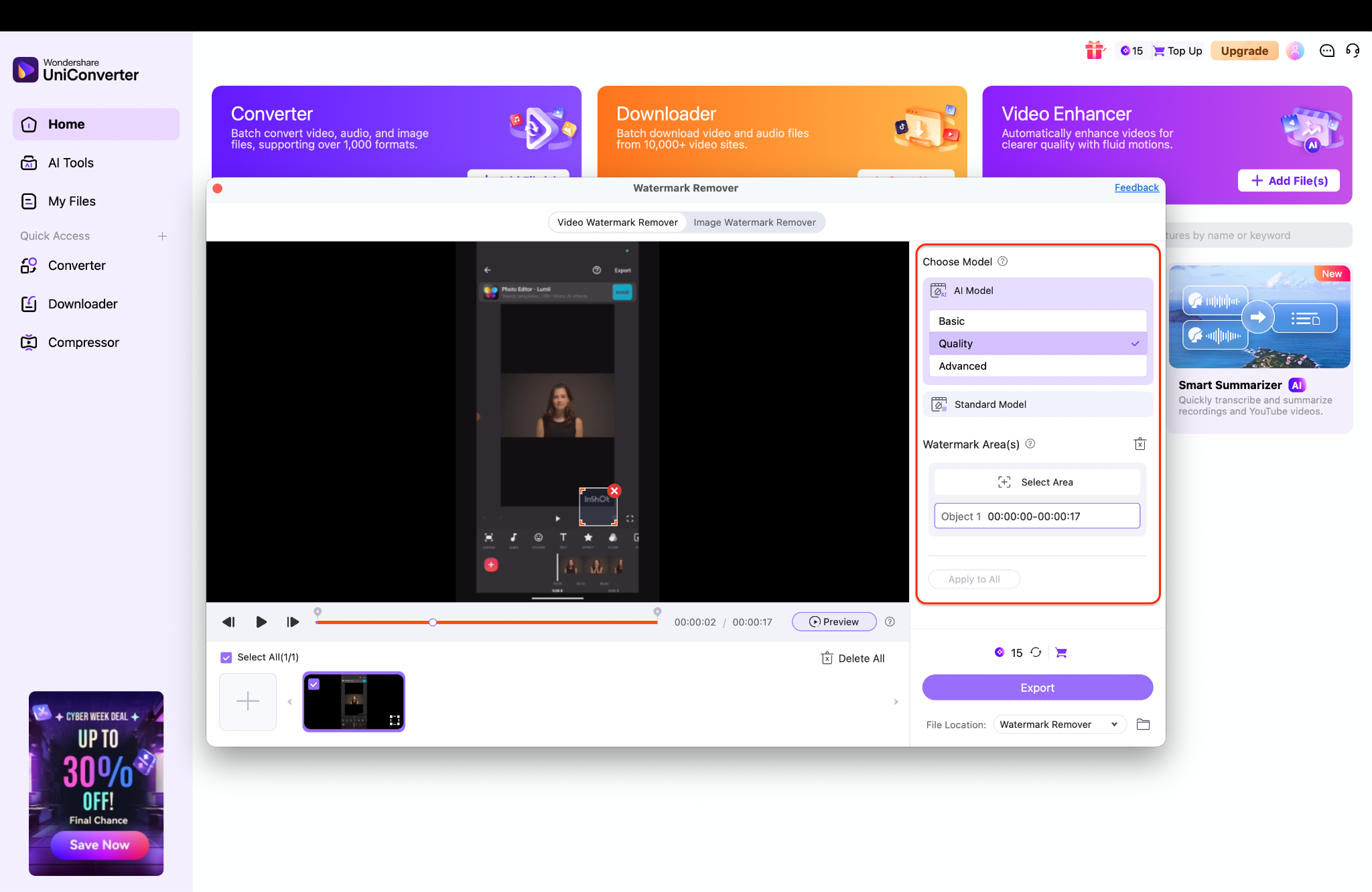 choose model and select the watermarked area