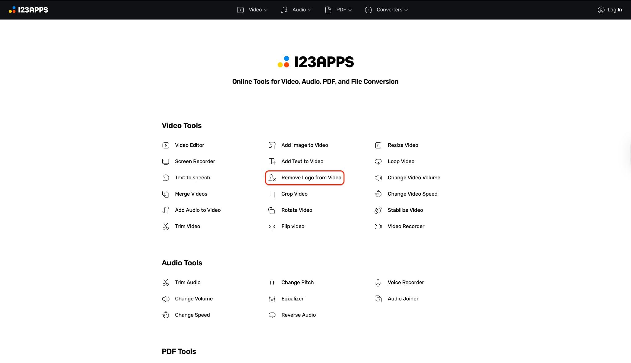 navigate to the remove logo from video