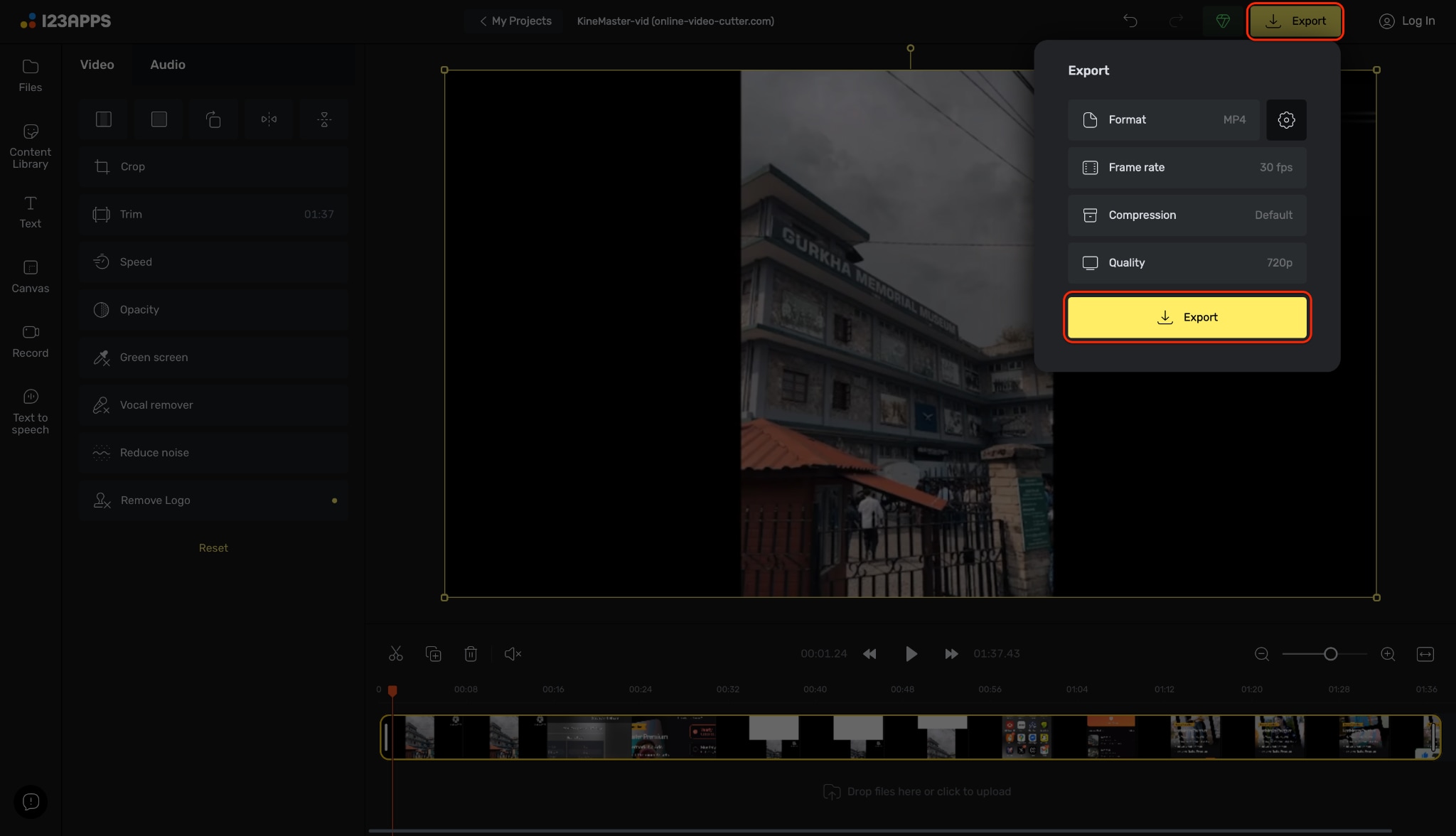 finally export as per your settings