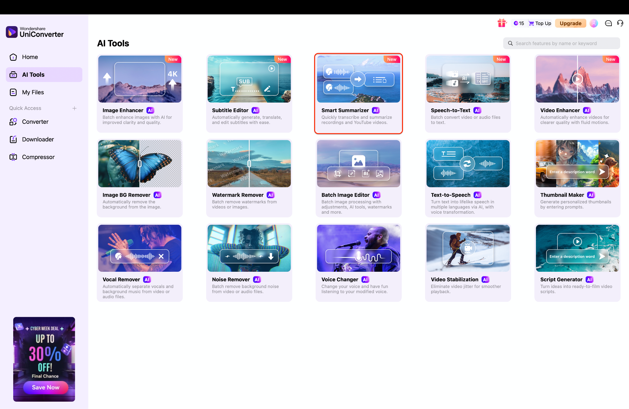 navigate to the smart summarizer