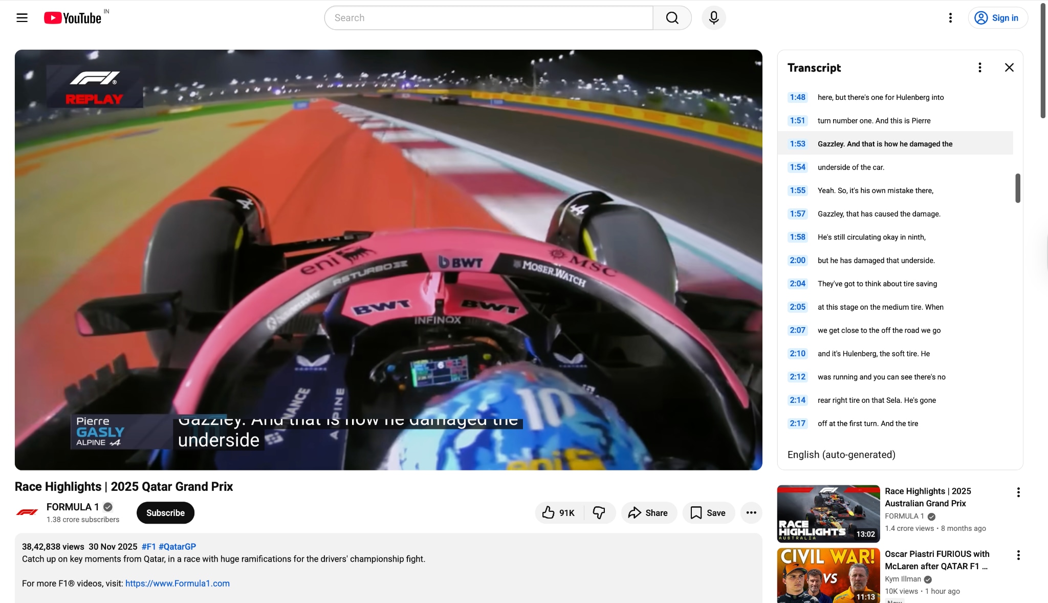 youtube interface