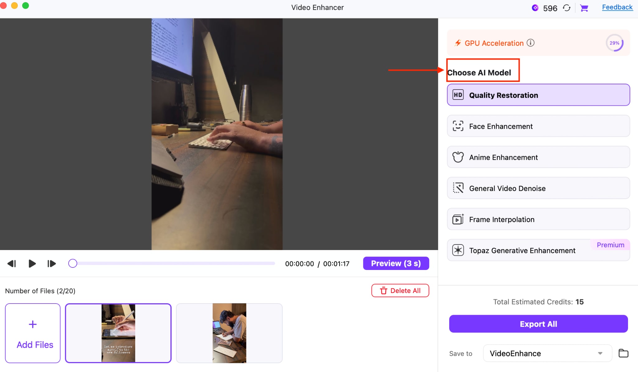 wondershare uniconverter choose ai model