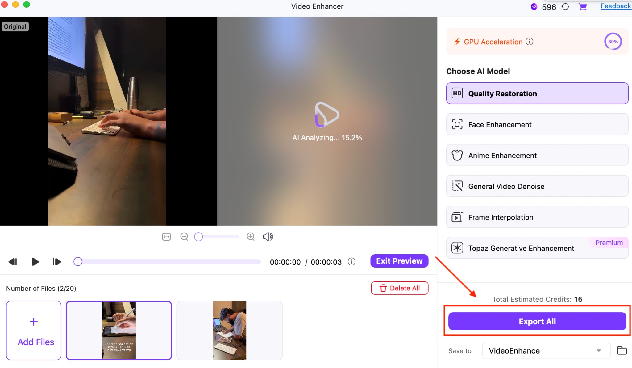 wondershare uniconverter export all