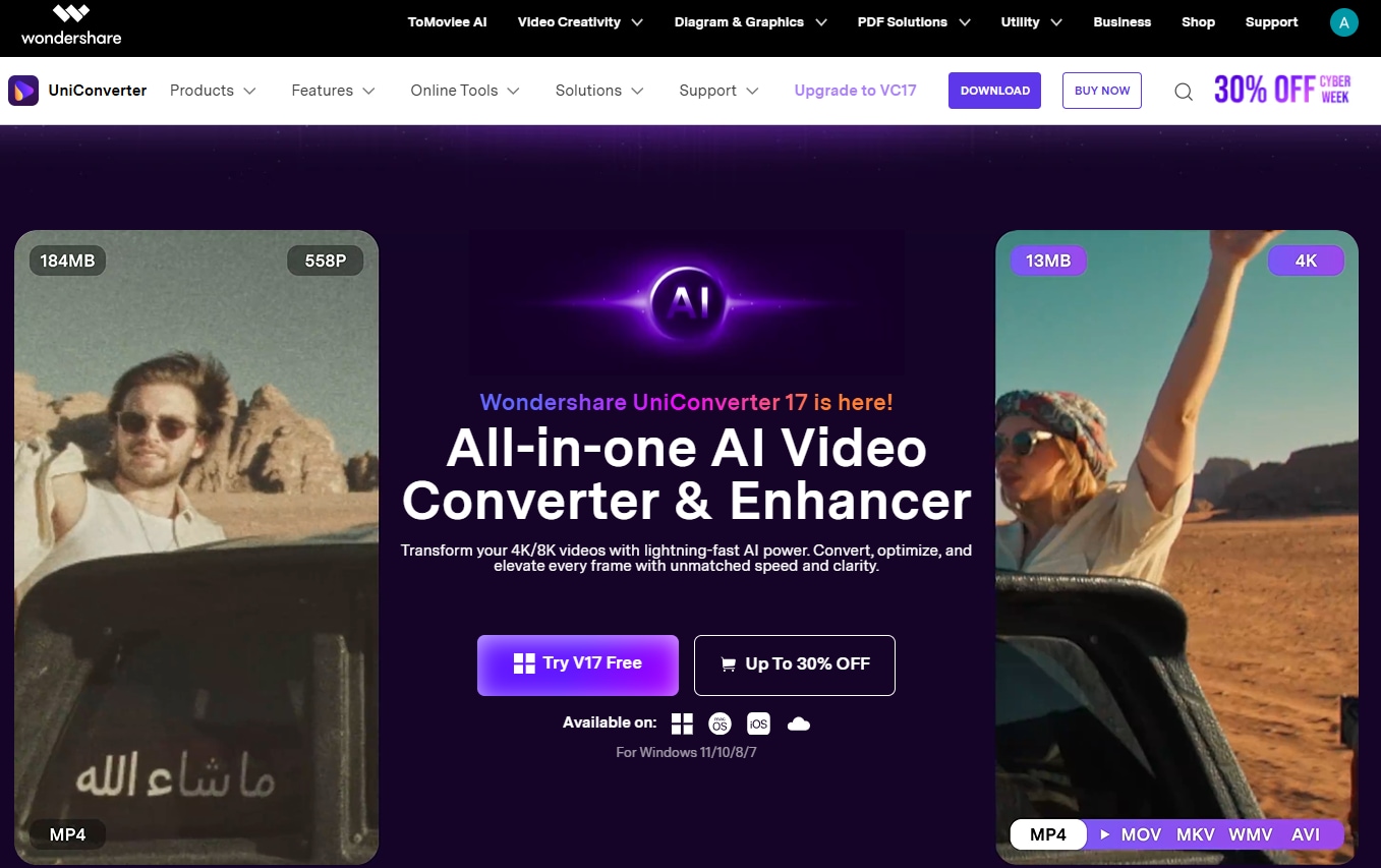 wondershare uniconverter homepage