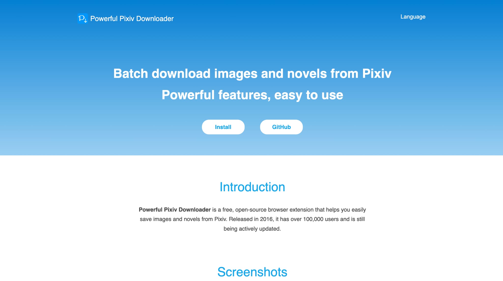 powerful pixiv downloader homepage