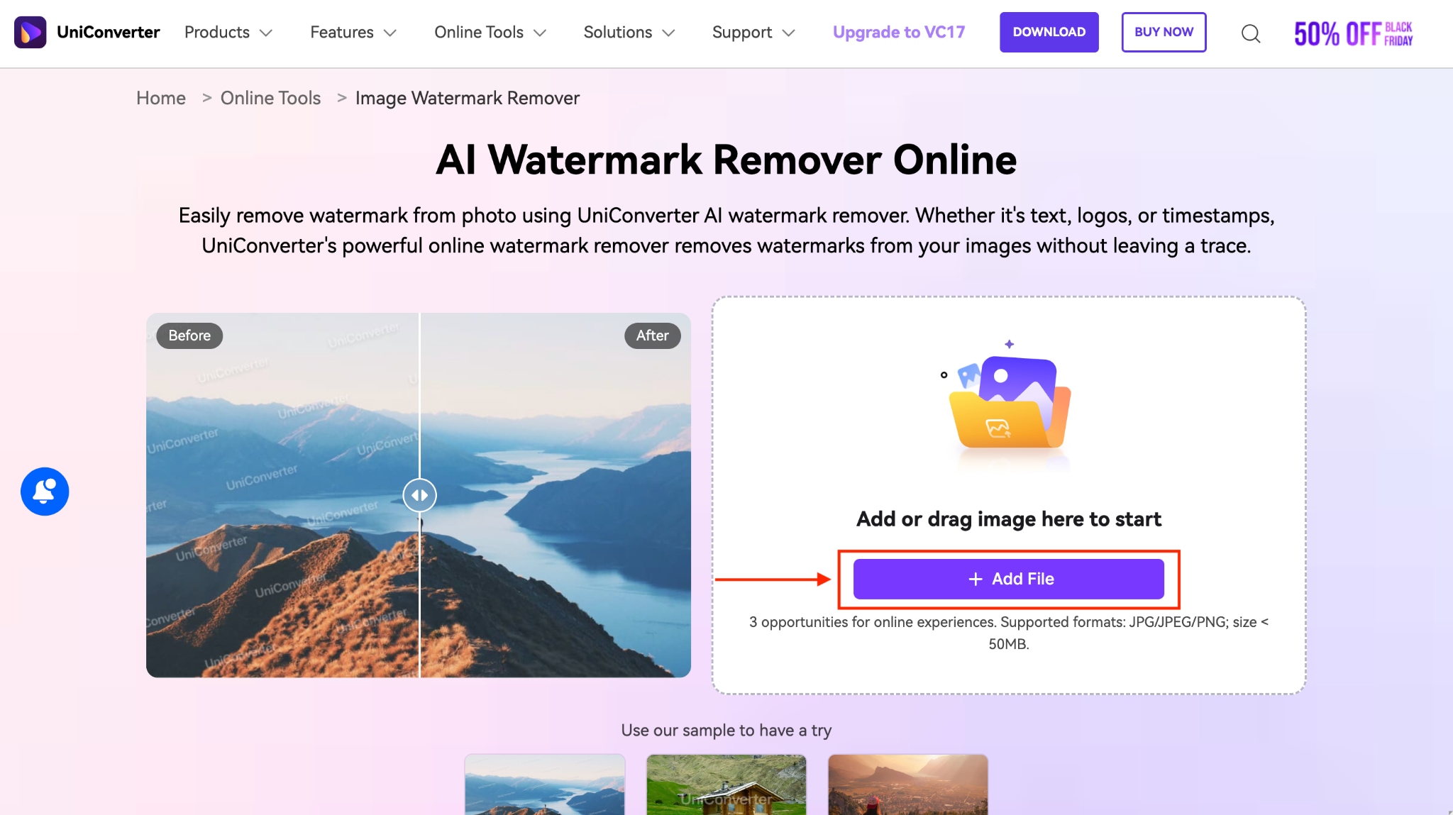 wondershare uniconverter online add file