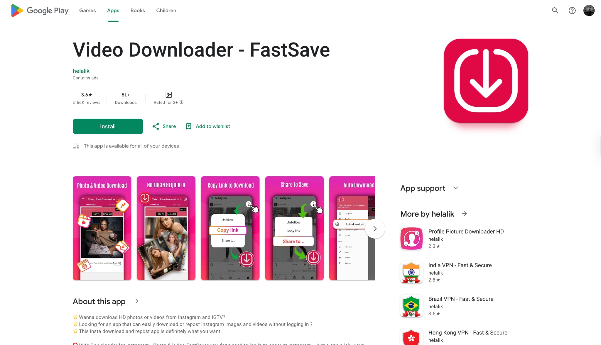 video downloader - fastsave interface