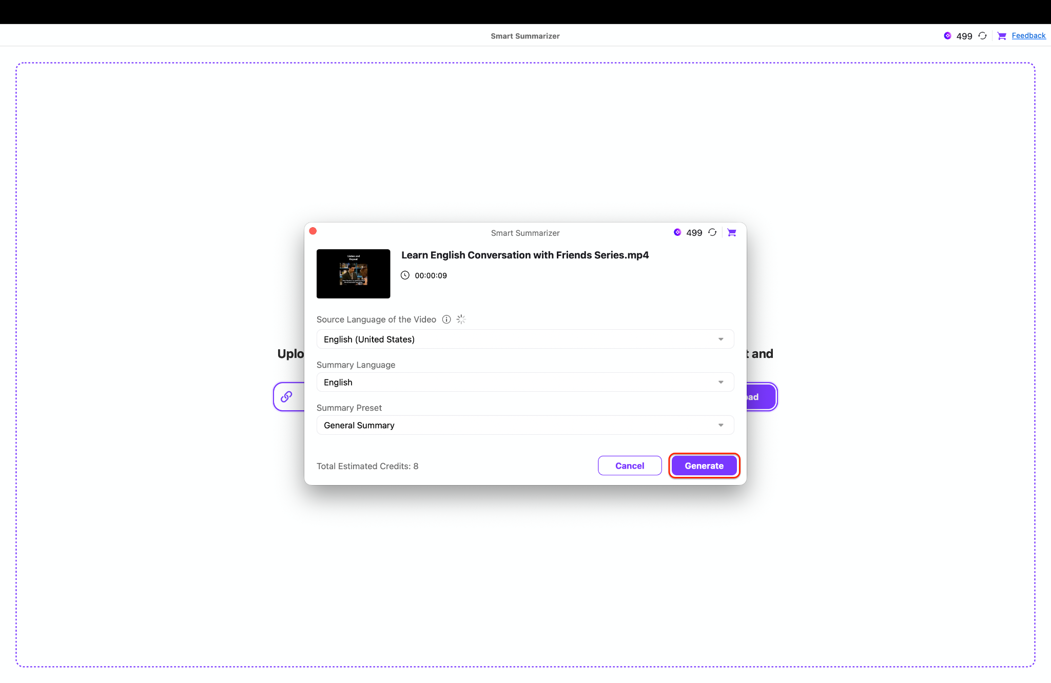 choose the settings and click the generate button