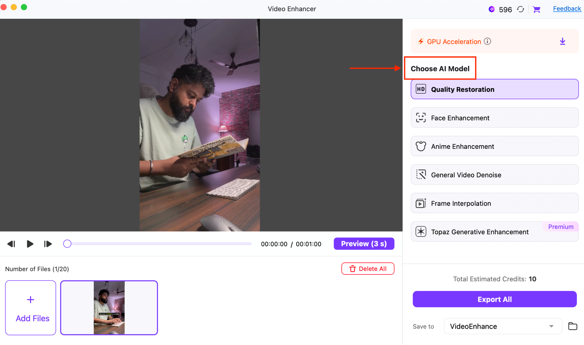 wondershare uniconverter choose ai model