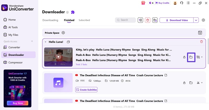 locate the yt playlist to mp3 downloaded file