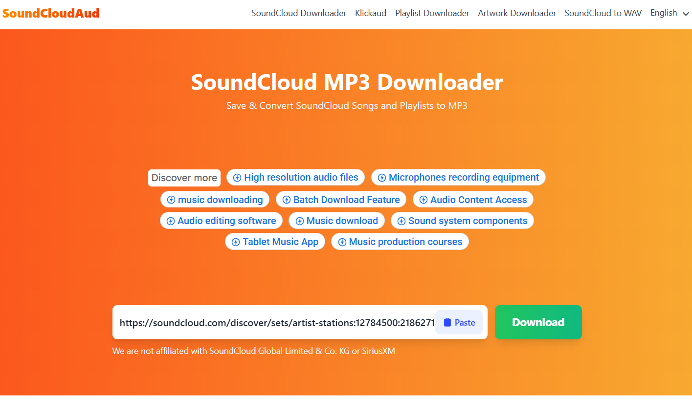 paste soundcloud playlist link