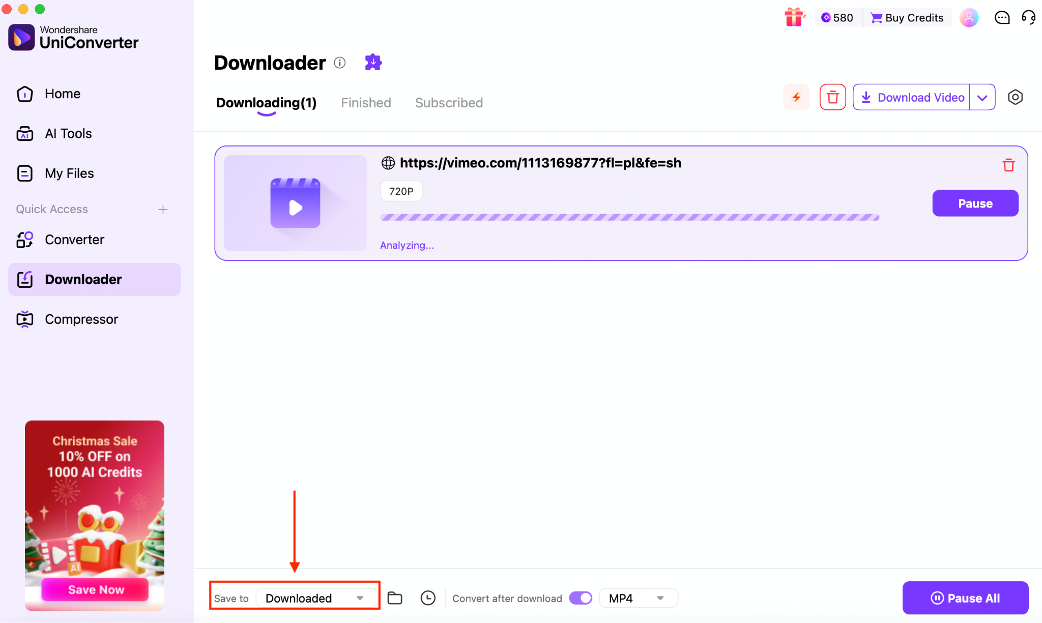 wondershare uniconverter vimeo to mp4
