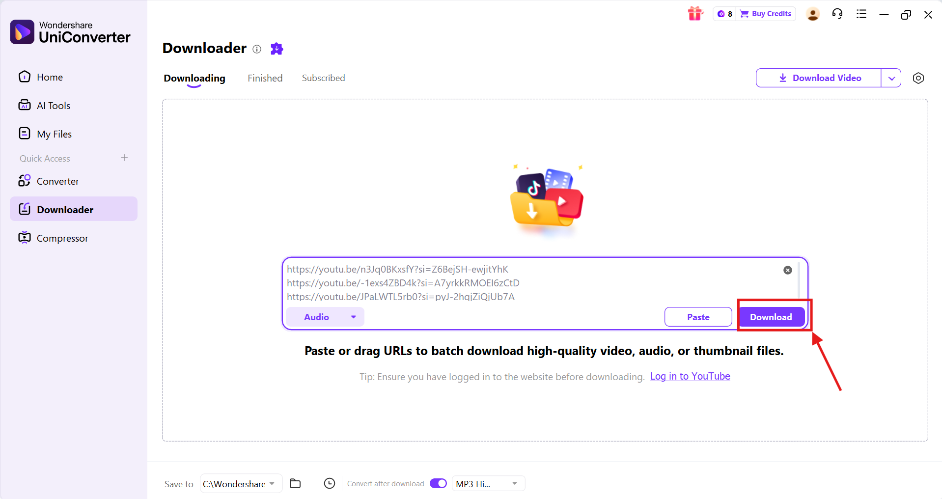 wondershare uniconverter click download