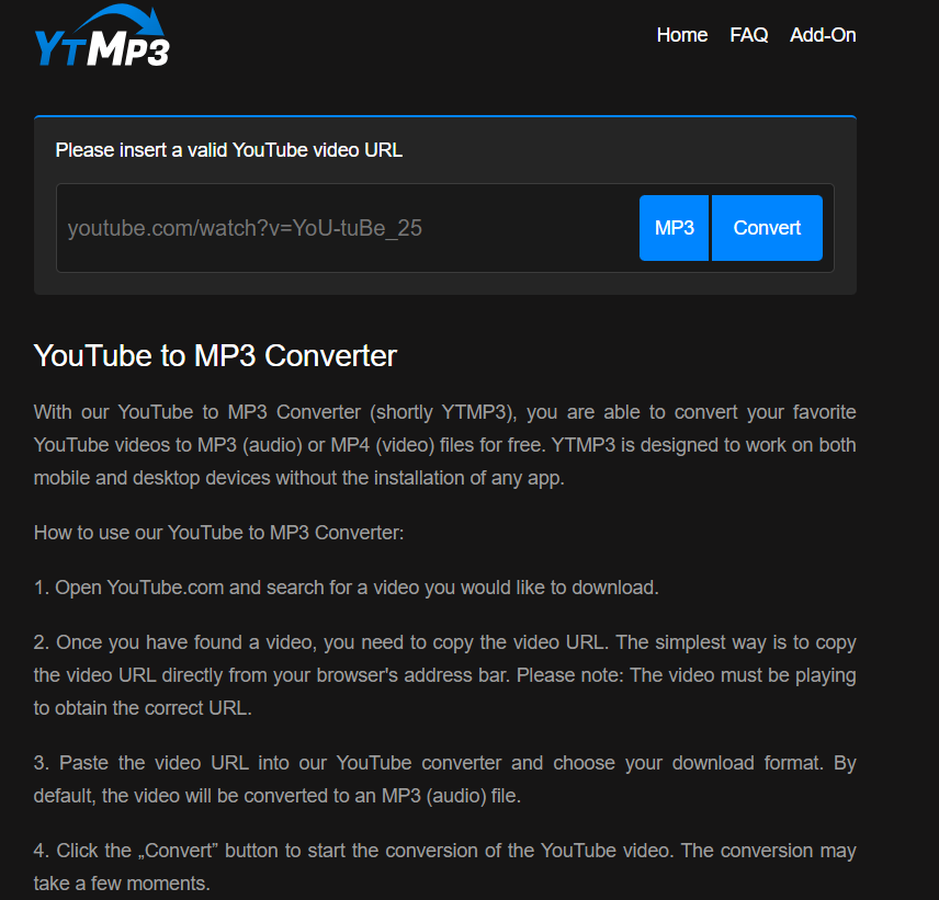 ytmp3 homepage