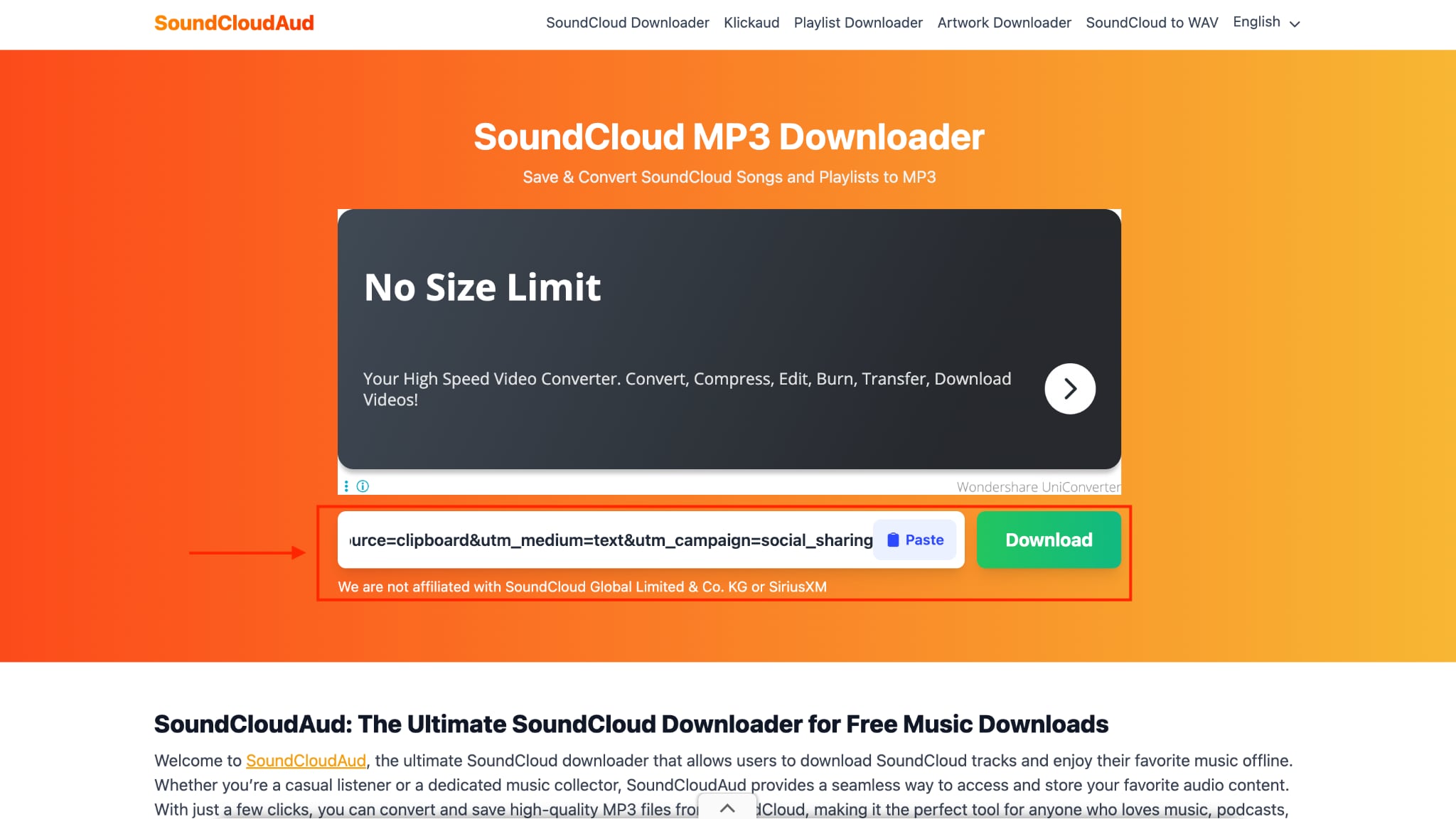 soundcloudaud paste link