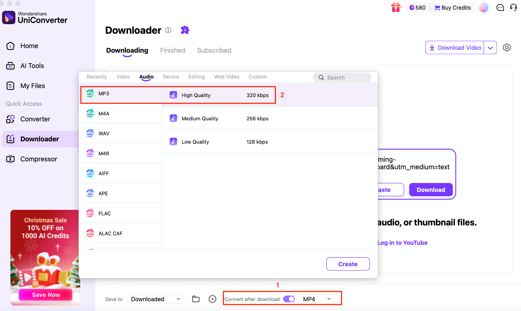 wondershare uniconverter choose mp3