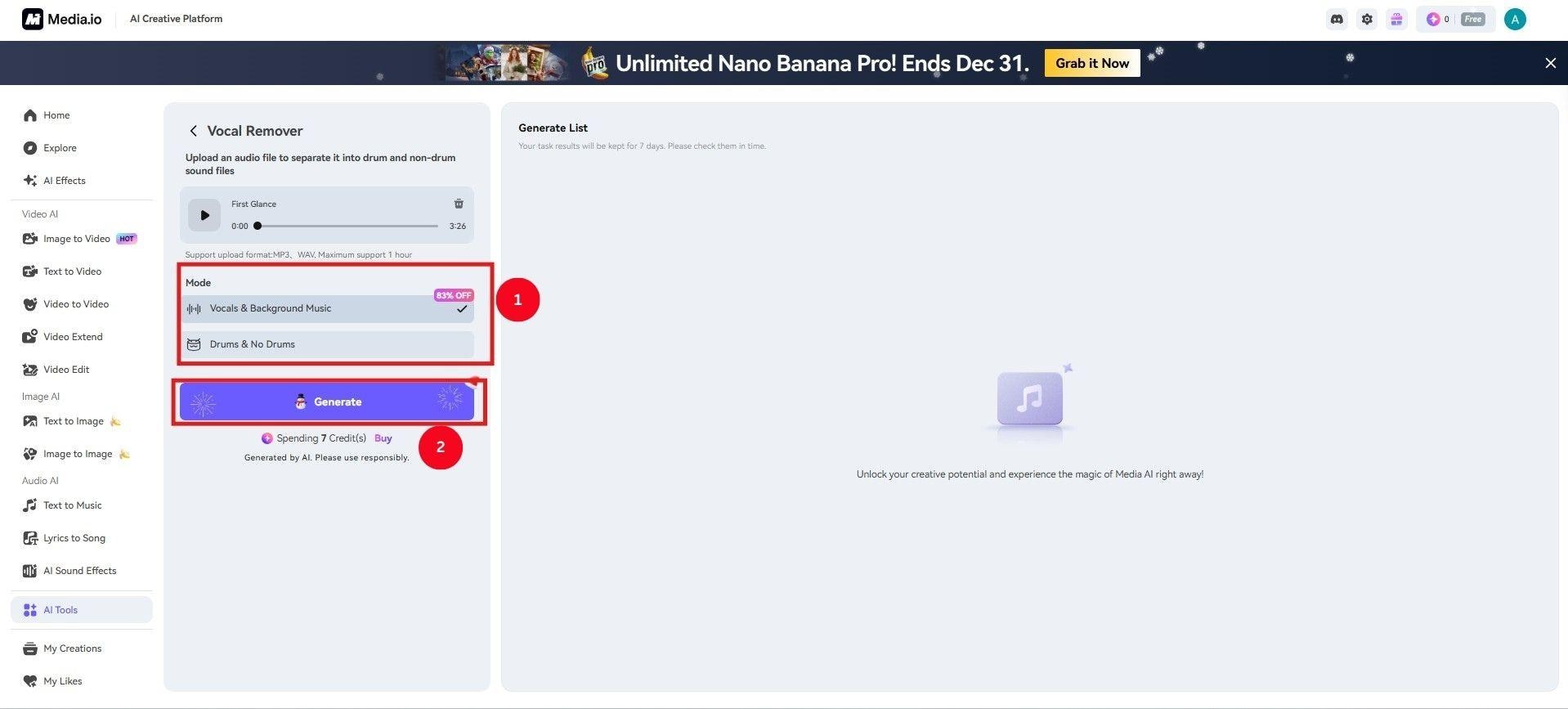 media io generate output