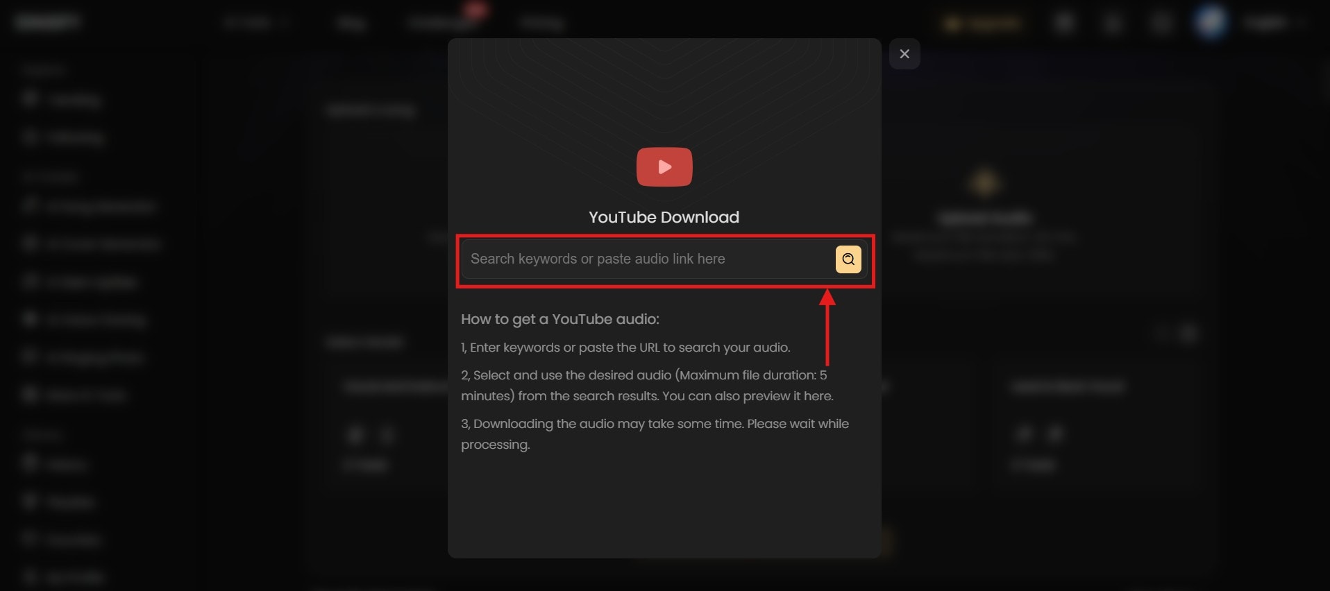 singify paste youtube link