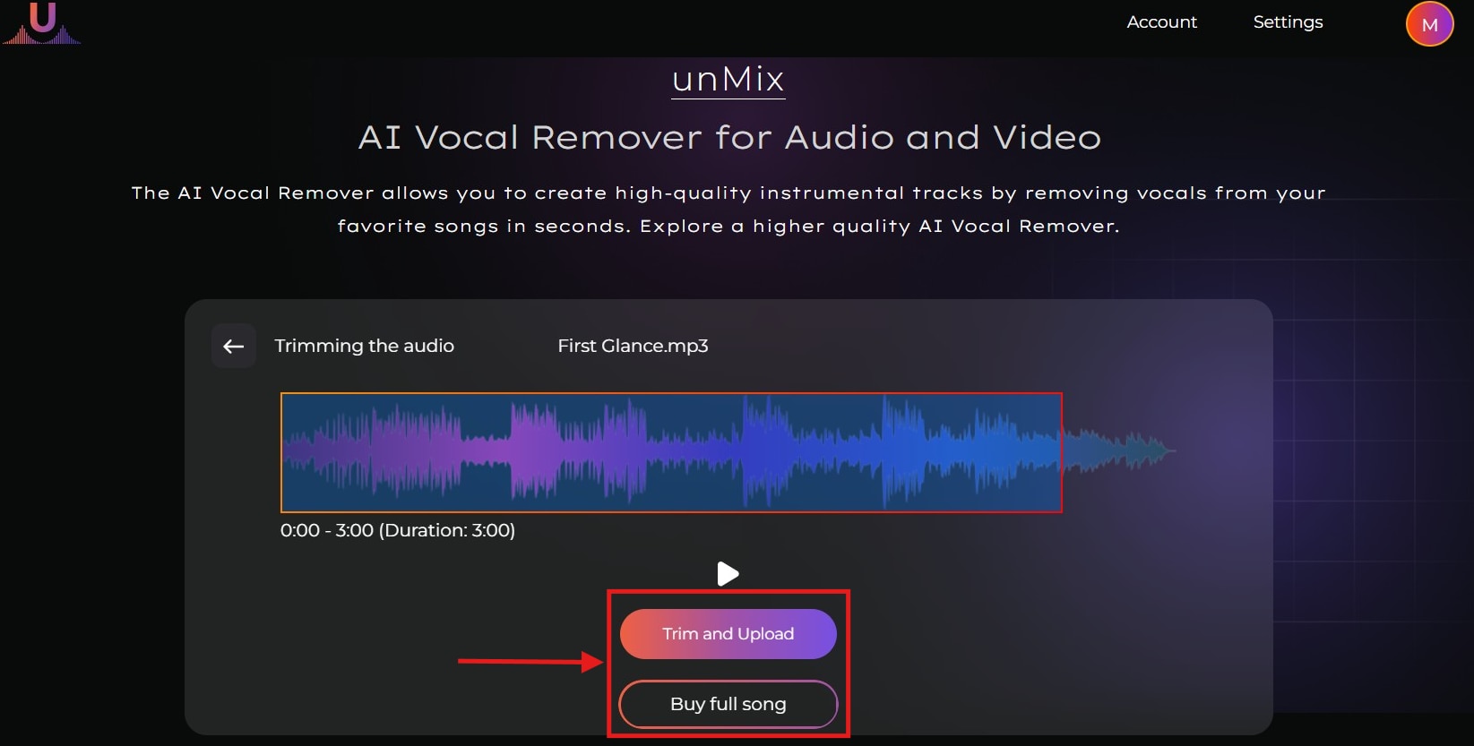 unmix remove vocals