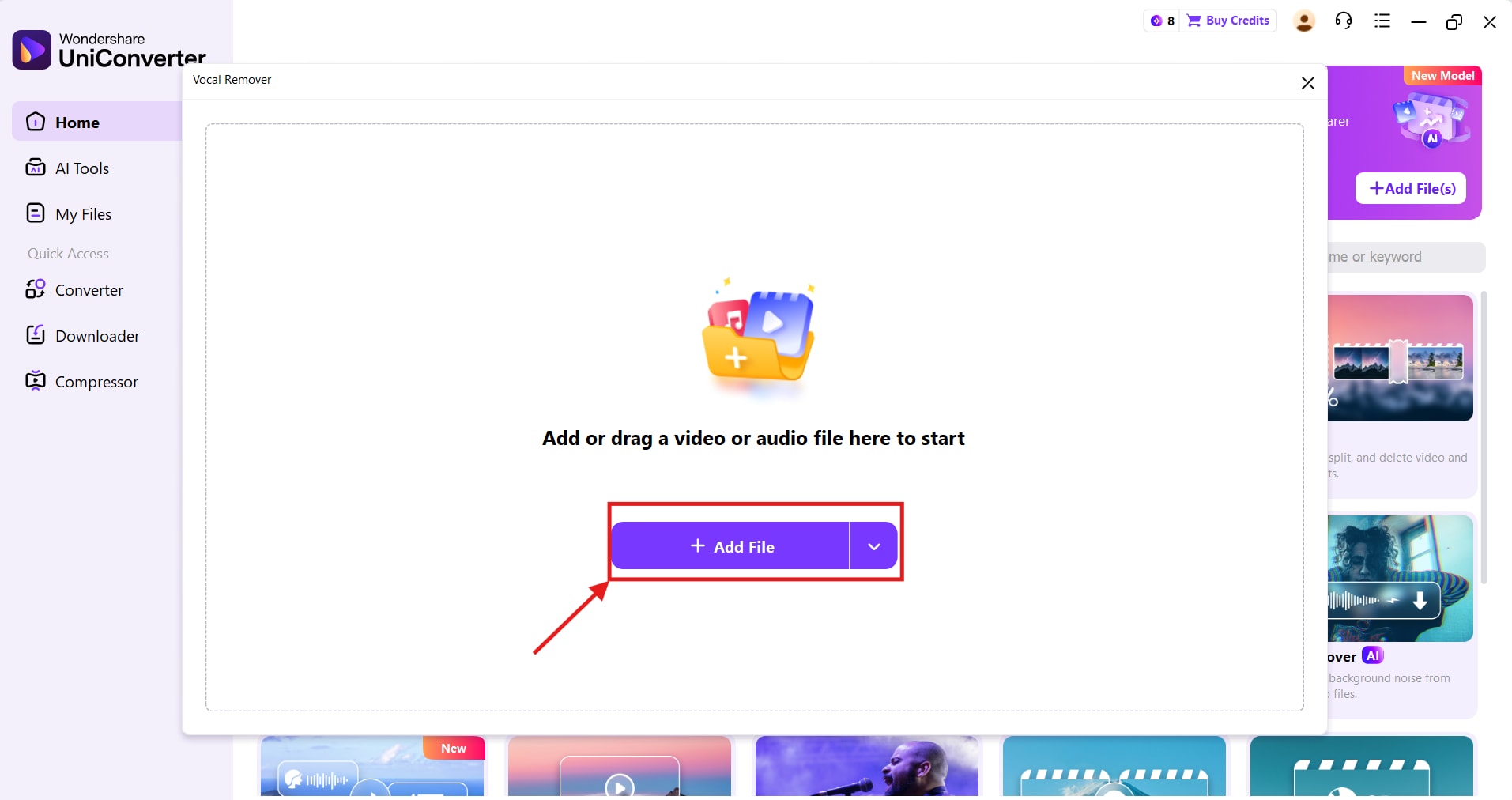 wondershare uniconverter add file