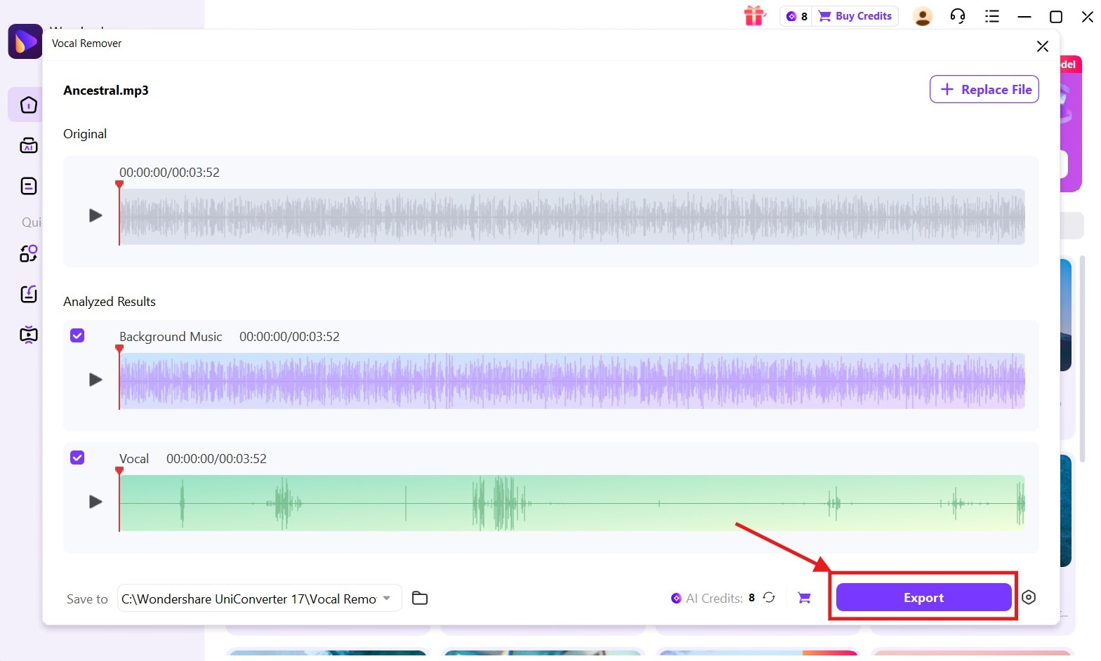 wondershare uniconverter export files