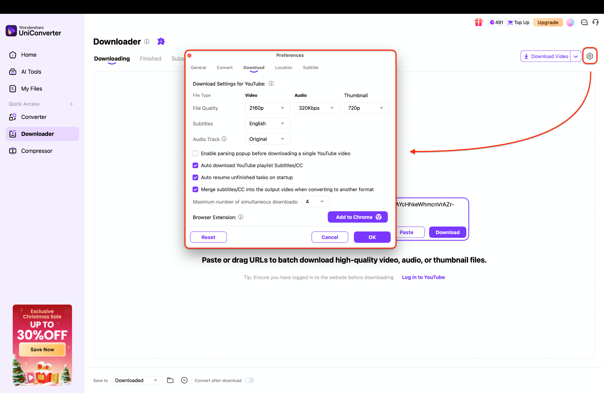 configure preferences for speed and quality
