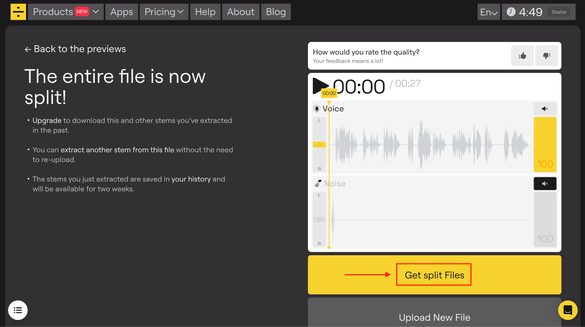 lalalai get split files