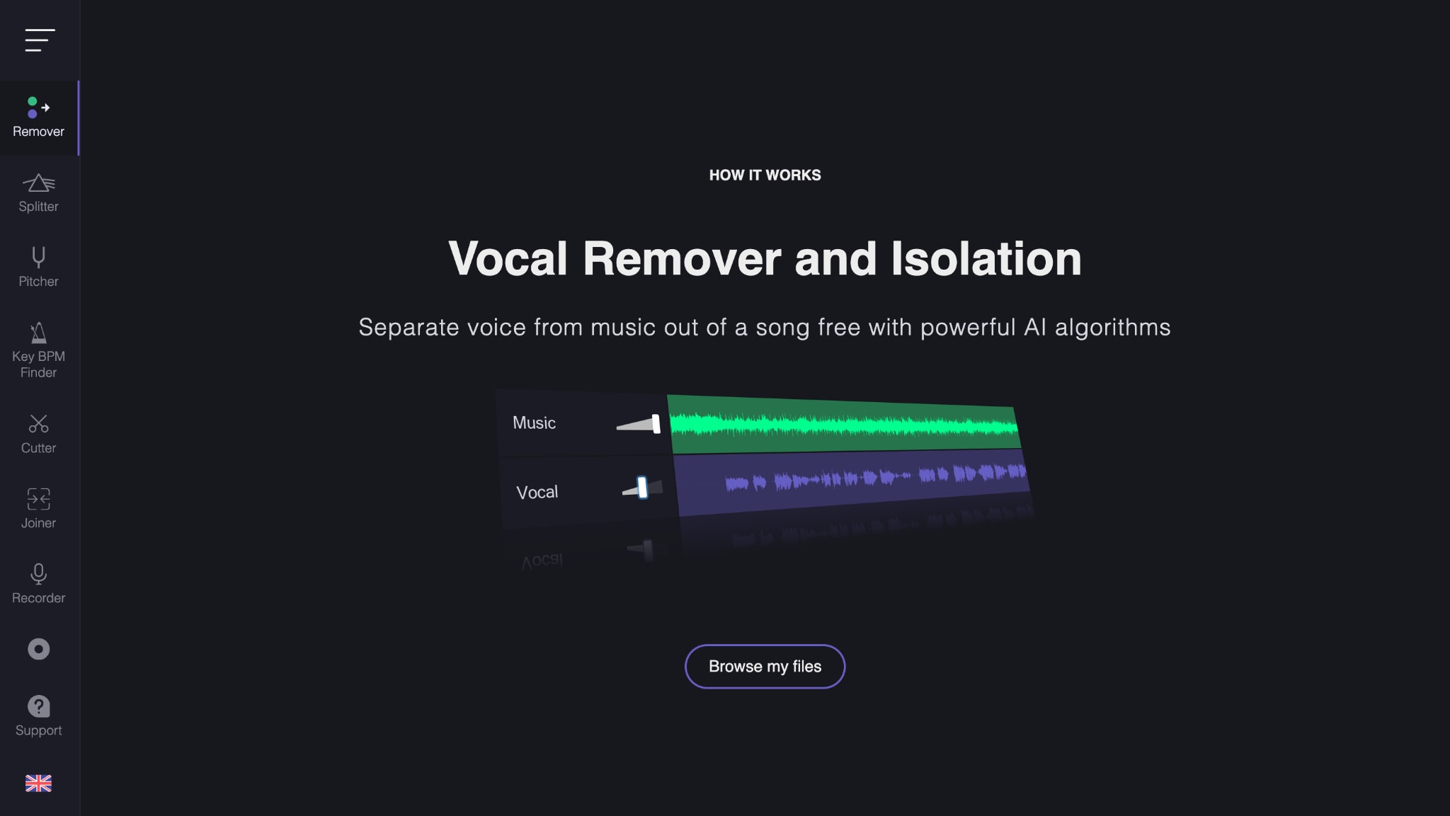 vocalremover homepage