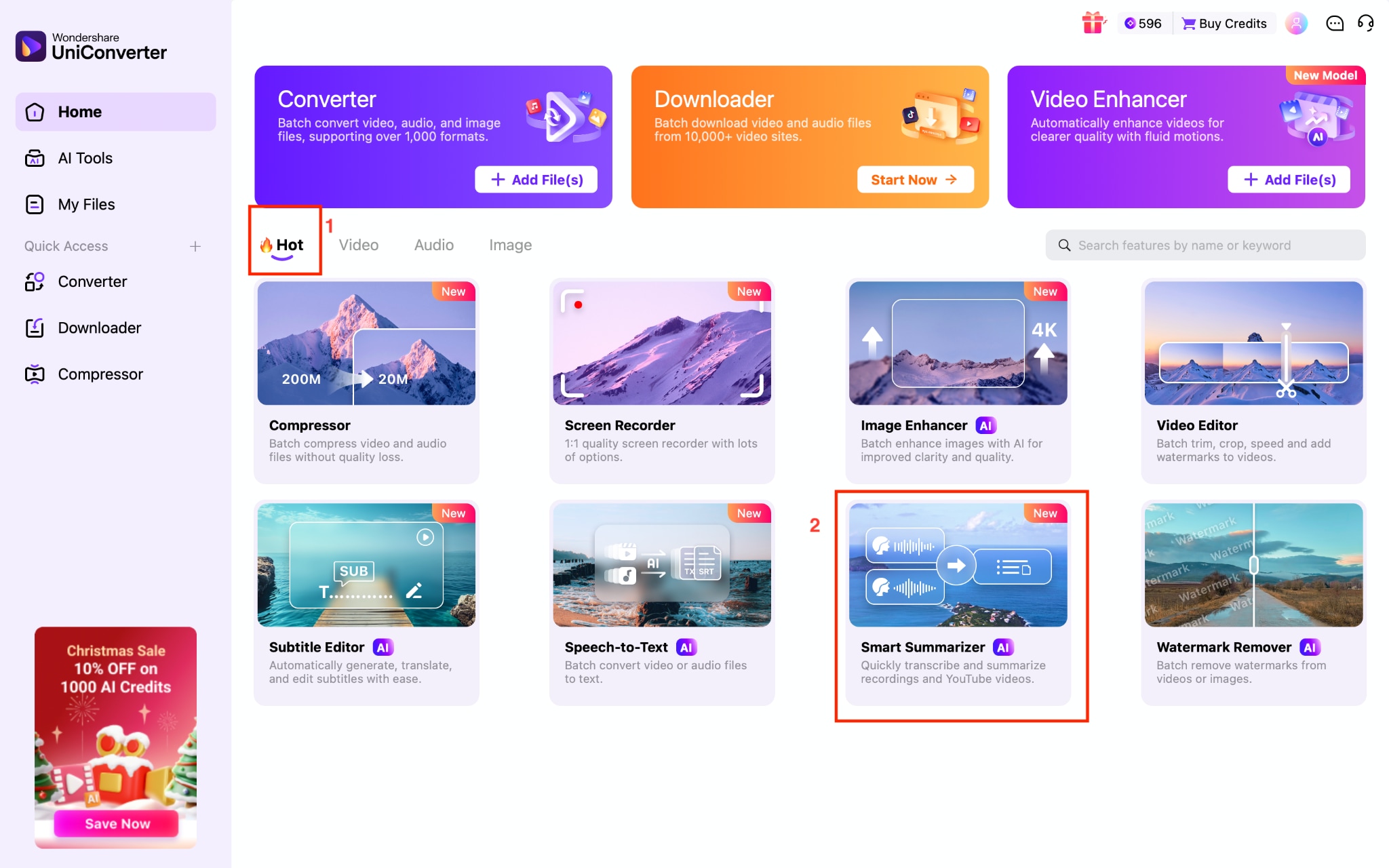 wondershare uniconverter smart summarizer