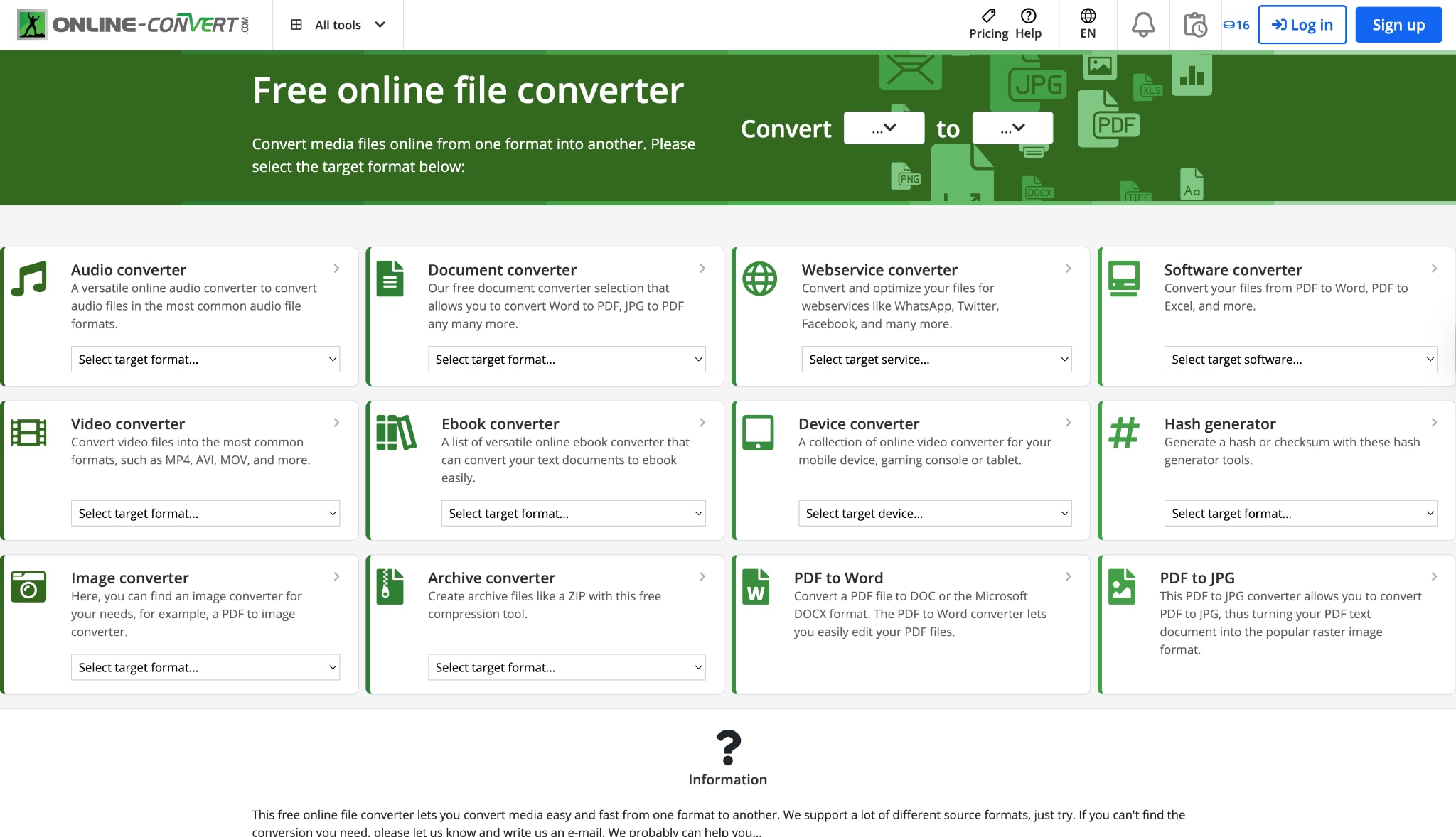 online convert homepage
