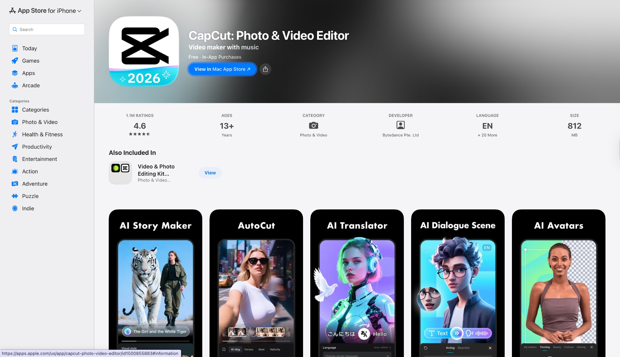 capcut mobile homepage